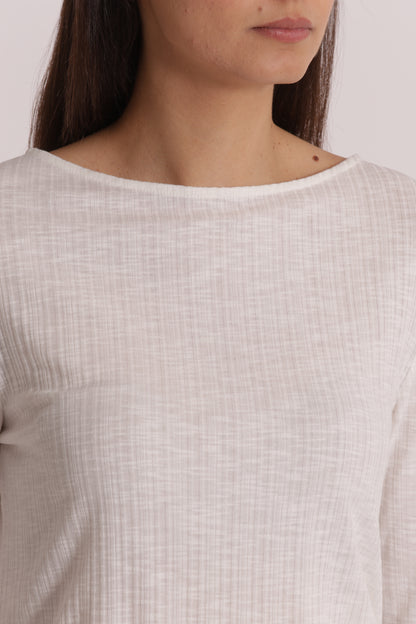 T-SHIRT CON ARRICCIO LATERALE MANICHE LUNGHE