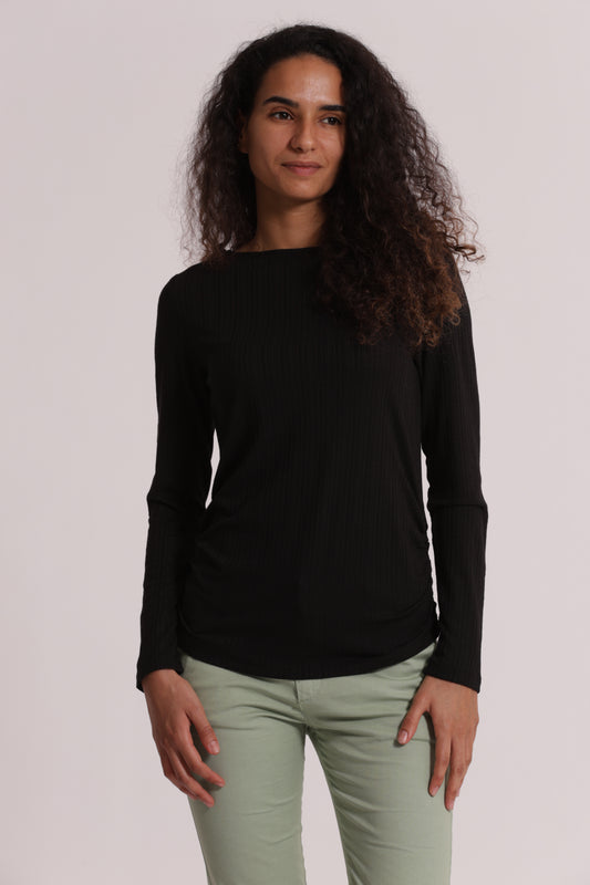 T-SHIRT CON ARRICCIO LATERALE MANICHE LUNGHE