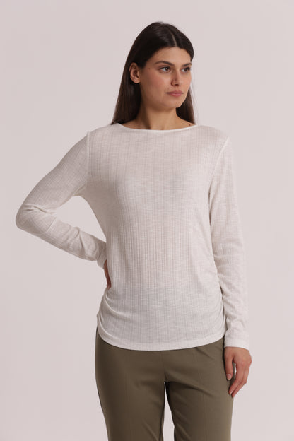 T-SHIRT CON ARRICCIO LATERALE MANICHE LUNGHE