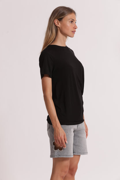 T-SHIRT MEZZE MANICHE CON ARRICCIO LATERALE