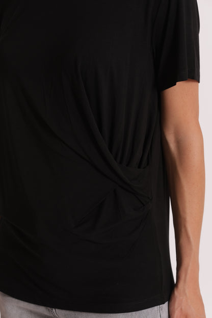 T-SHIRT MEZZE MANICHE CON ARRICCIO LATERALE