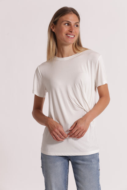 T-SHIRT MEZZE MANICHE CON ARRICCIO LATERALE