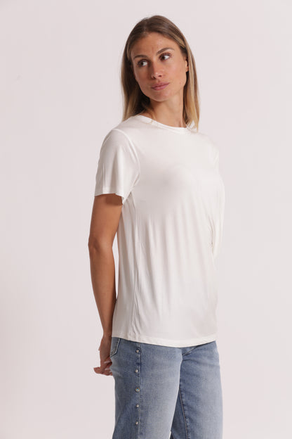 T-SHIRT MEZZE MANICHE CON ARRICCIO LATERALE
