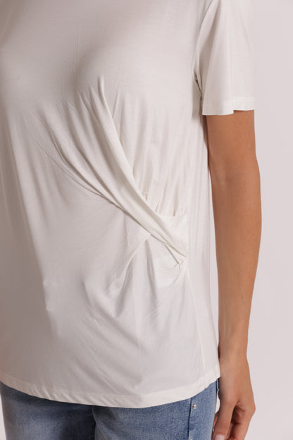 T-SHIRT MEZZE MANICHE CON ARRICCIO LATERALE