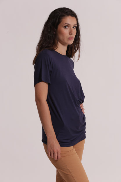 T-SHIRT MEZZE MANICHE CON ARRICCIO LATERALE