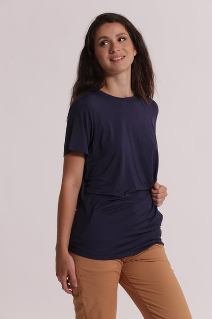T-SHIRT MEZZE MANICHE CON ARRICCIO LATERALE