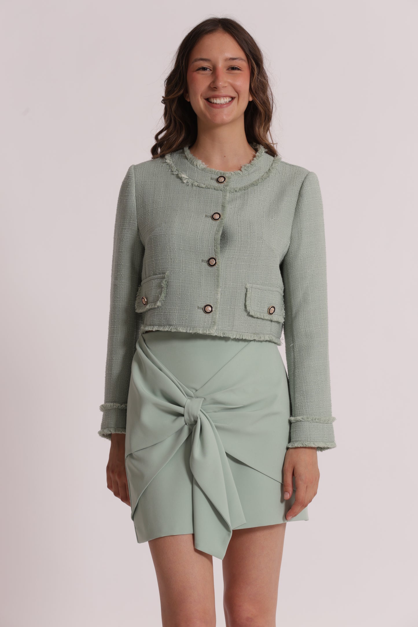 GIACCA IN TWEED CON BOTTONI GIOIELLO