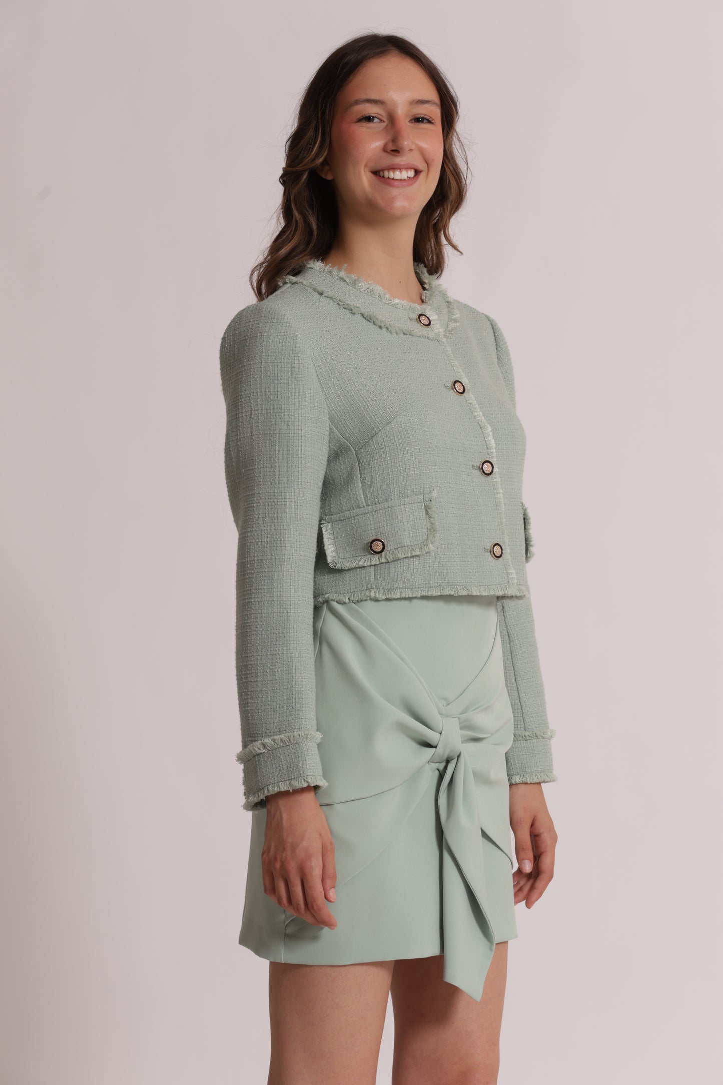 GIACCA IN TWEED CON BOTTONI GIOIELLO