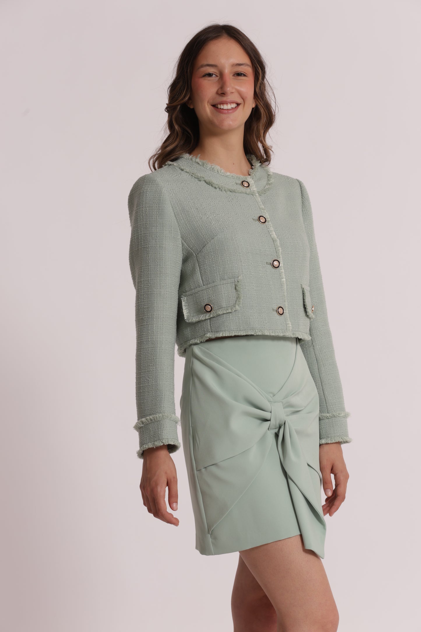 GIACCA IN TWEED CON BOTTONI GIOIELLO