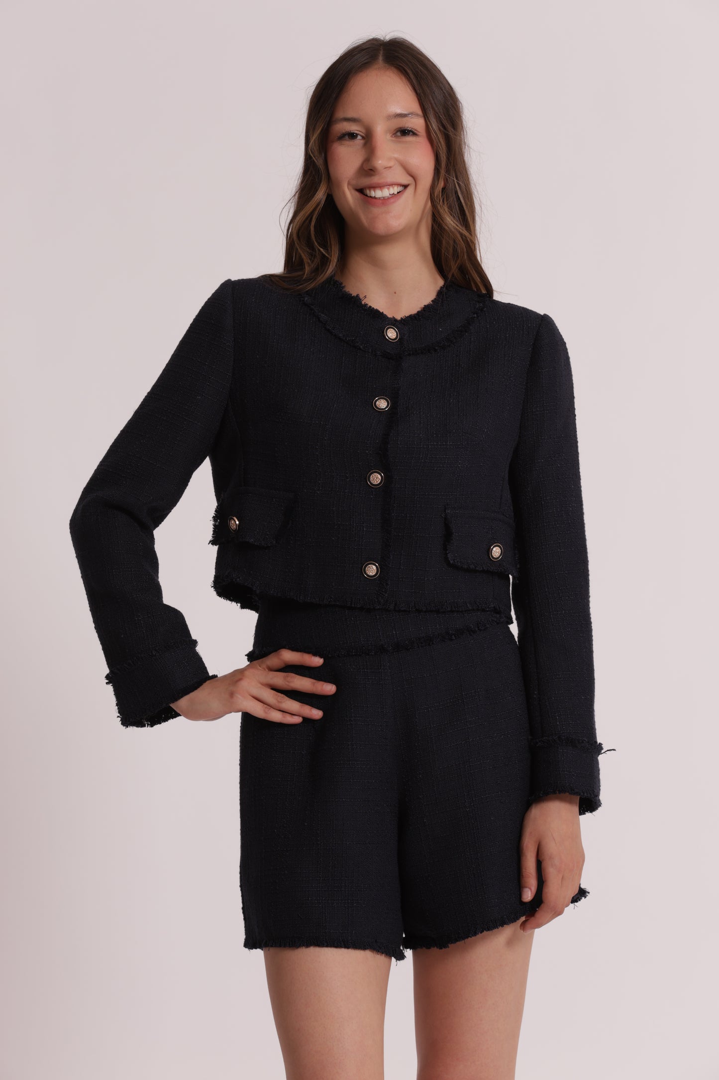 GIACCA IN TWEED CON BOTTONI GIOIELLO