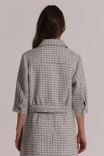 GIACCA CROP IN TWEED CON BOTTONI GIOIELLO