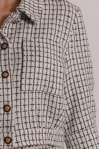 GIACCA CROP IN TWEED CON BOTTONI GIOIELLO