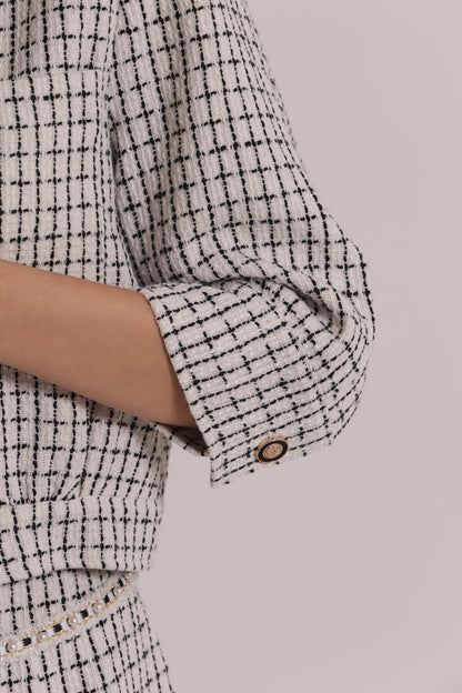 GIACCA CROP IN TWEED CON BOTTONI GIOIELLO