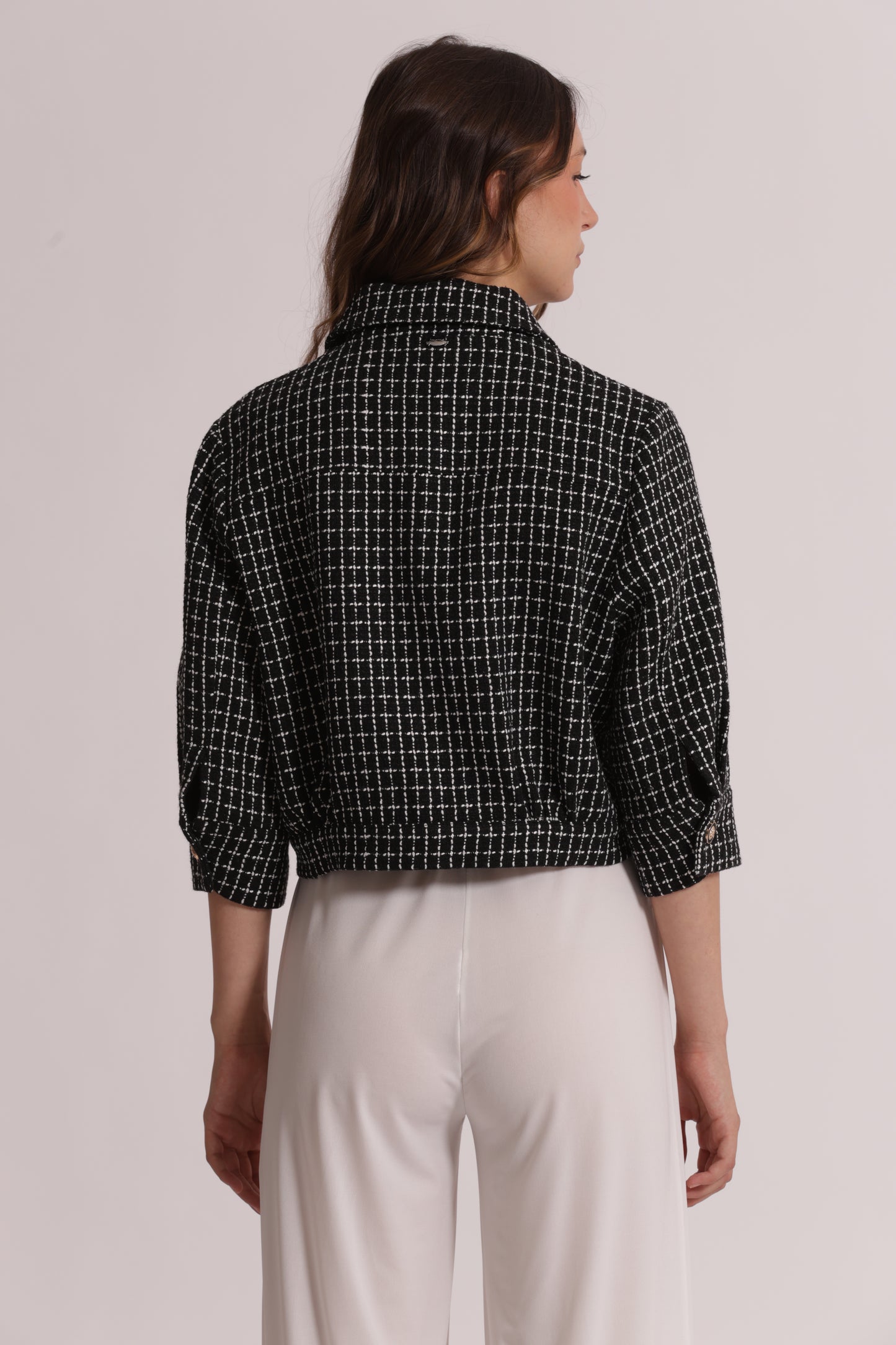 GIACCA CROP IN TWEED CON BOTTONI GIOIELLO
