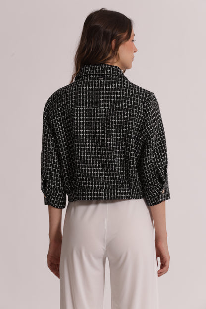 GIACCA CROP IN TWEED CON BOTTONI GIOIELLO