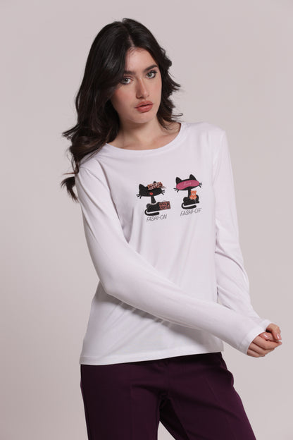 T-SHIRT MANICHE LUNGHE "FASHI-ON E FASHI-OFF"