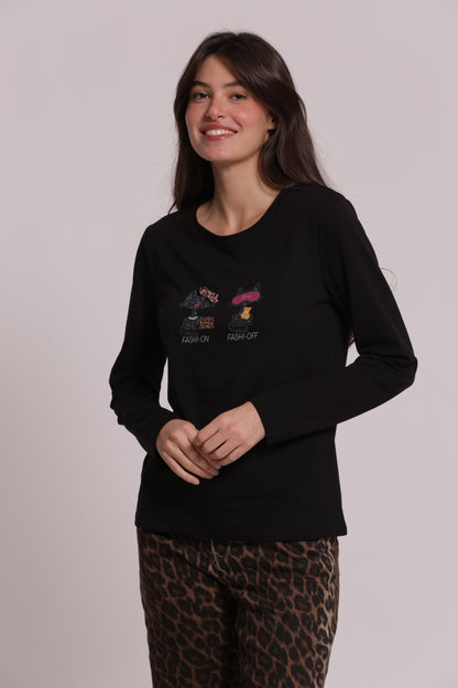 T-SHIRT MANICHE LUNGHE "FASHI-ON E FASHI-OFF"