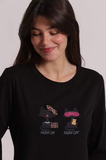 T-SHIRT MANICHE LUNGHE "FASHI-ON E FASHI-OFF"