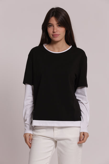 T-SHIRT DOPPIA MANICHE LUNGHE BICOLOR