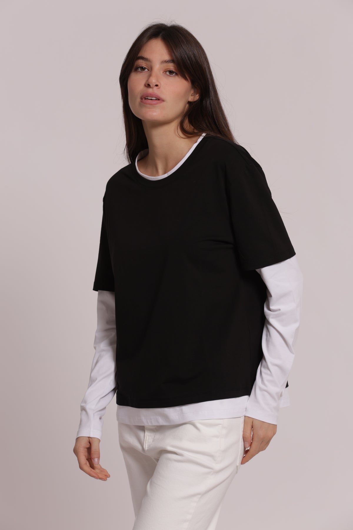 T-SHIRT DOPPIA MANICHE LUNGHE BICOLOR