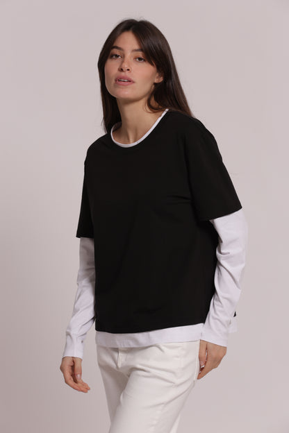 T-SHIRT DOPPIA MANICHE LUNGHE BICOLOR