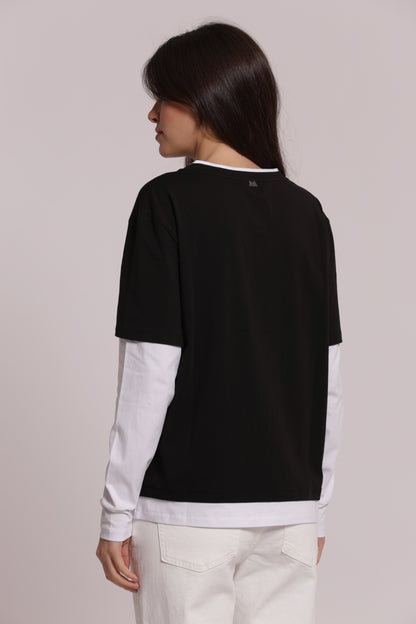 T-SHIRT DOPPIA MANICHE LUNGHE BICOLOR