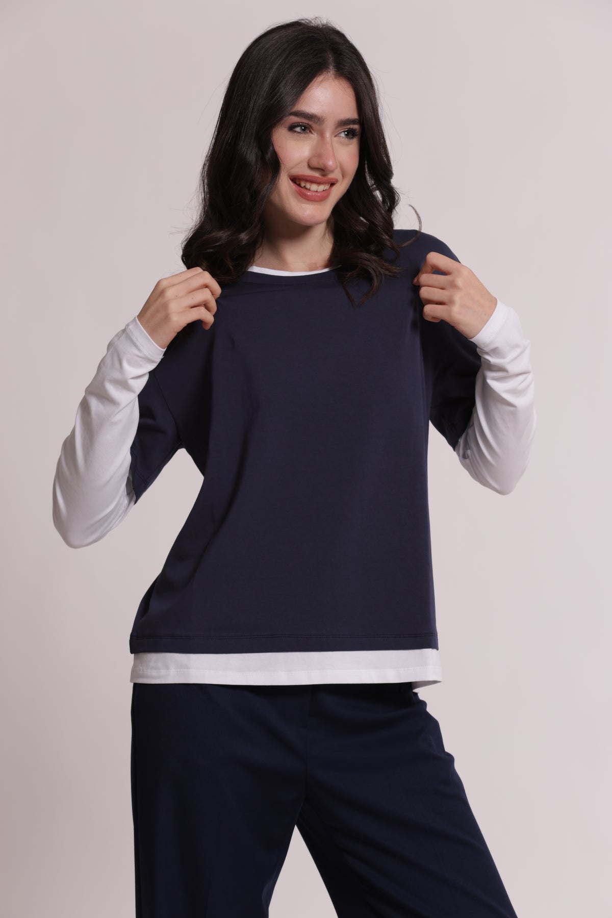 T-SHIRT DOPPIA MANICHE LUNGHE BICOLOR