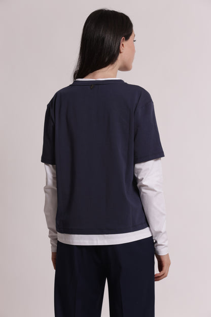 T-SHIRT DOPPIA MANICHE LUNGHE BICOLOR