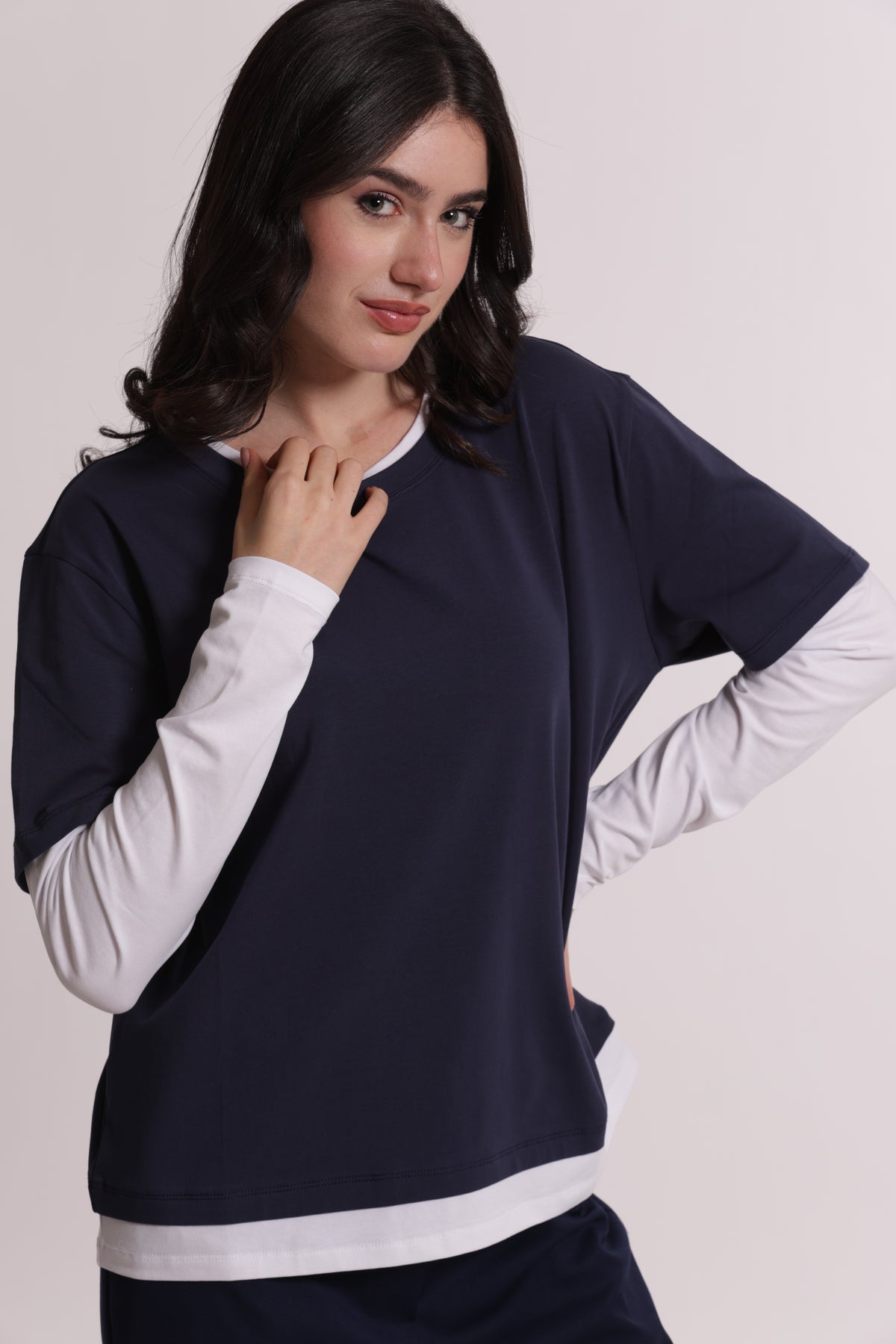 T-SHIRT DOPPIA MANICHE LUNGHE BICOLOR