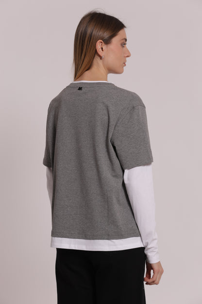 T-SHIRT DOPPIA MANICHE LUNGHE BICOLOR