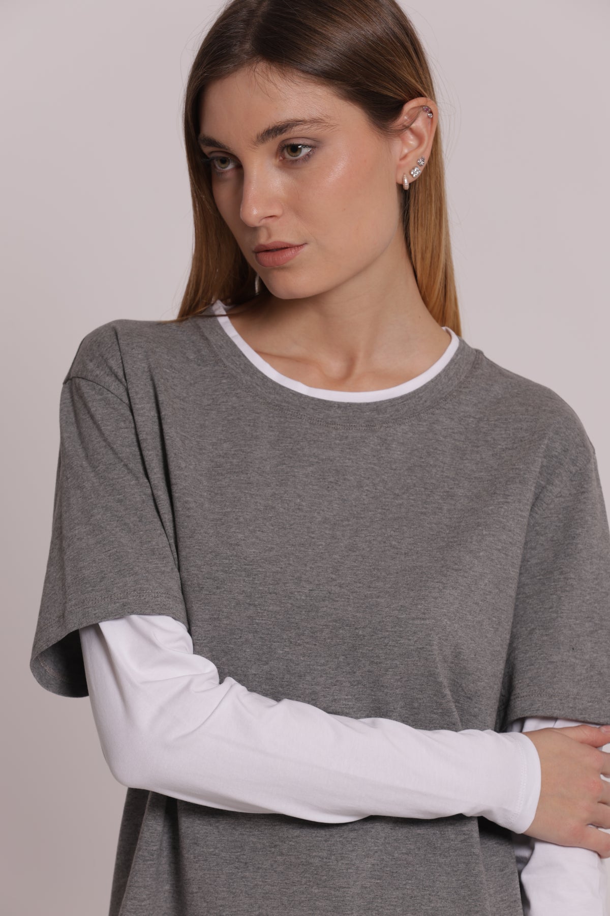 T-SHIRT DOPPIA MANICHE LUNGHE BICOLOR