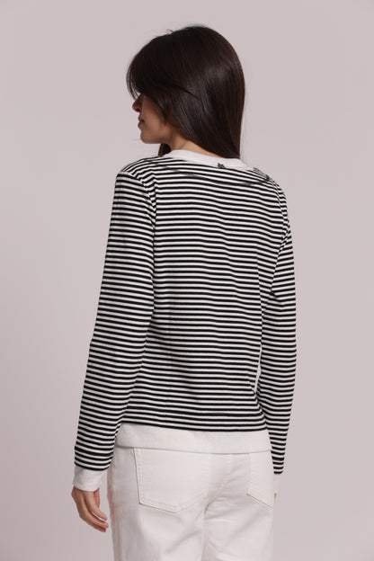T-SHIRT DOPPIA MANICHE LUNGHE CON RIGHE E BOTTONI