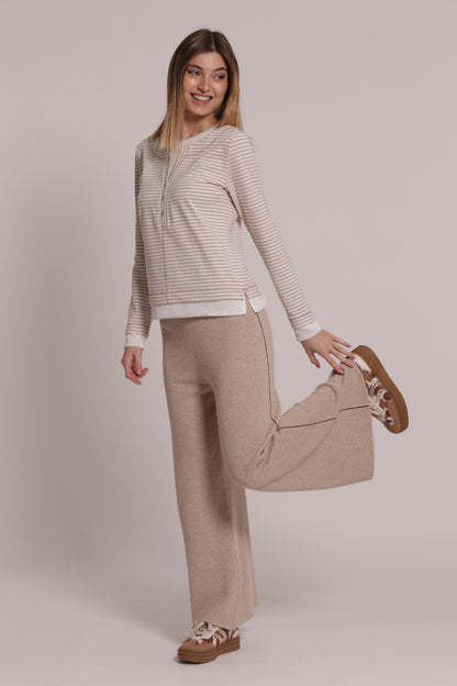 T-SHIRT DOPPIA MANICHE LUNGHE CON RIGHE E BOTTONI
