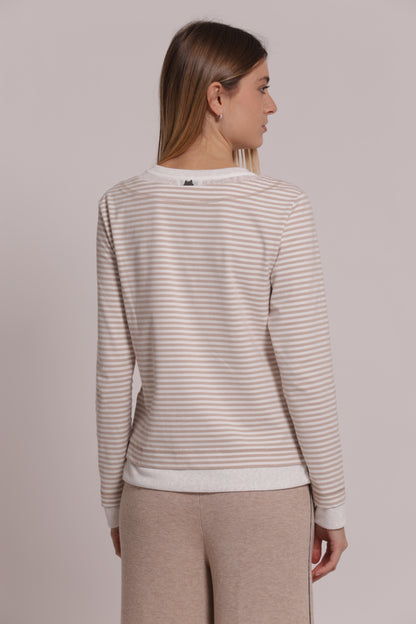 T-SHIRT DOPPIA MANICHE LUNGHE CON RIGHE E BOTTONI