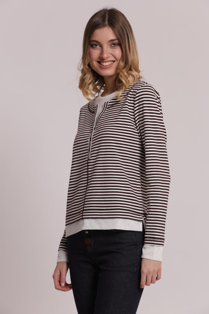 T-SHIRT DOPPIA MANICHE LUNGHE CON RIGHE E BOTTONI