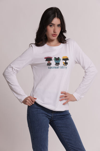T-SHIRT MANICHE LUNGHE "COOLEST KITTY"