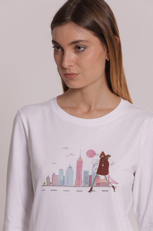 T-SHIRT MANICHE LUNGHE SKYLINE