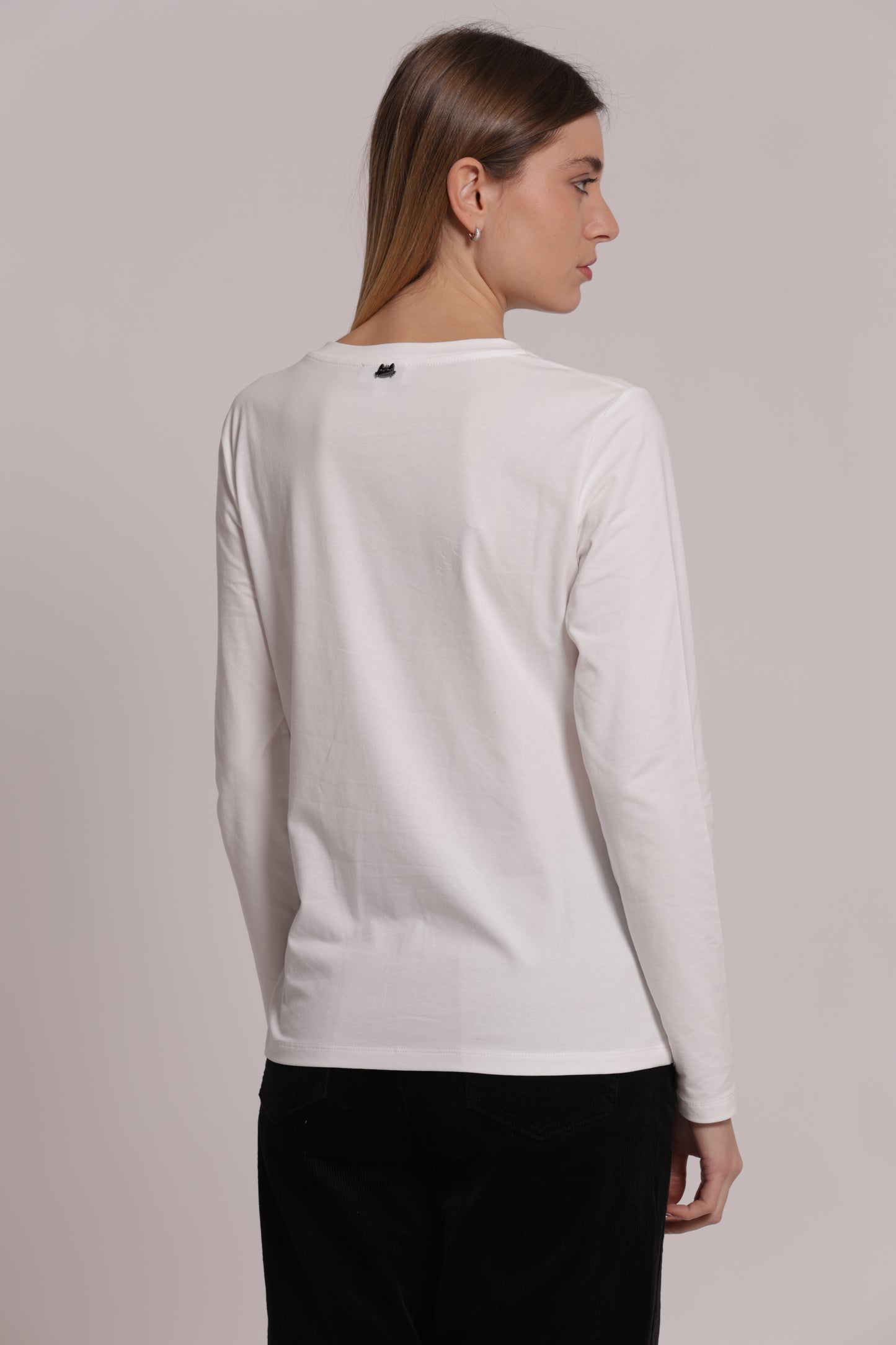 T-SHIRT MANICHE LUNGHE CON TRASPARENZE E STRASS