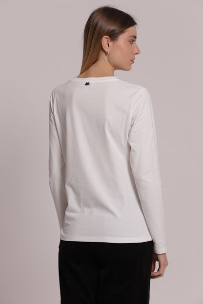 T-SHIRT MANICHE LUNGHE CON TRASPARENZE E STRASS