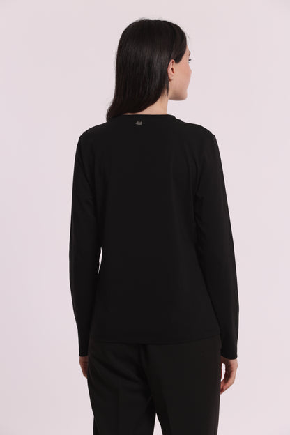 T-SHIRT MANICHE LUNGHE CON TRASPARENZE E STRASS