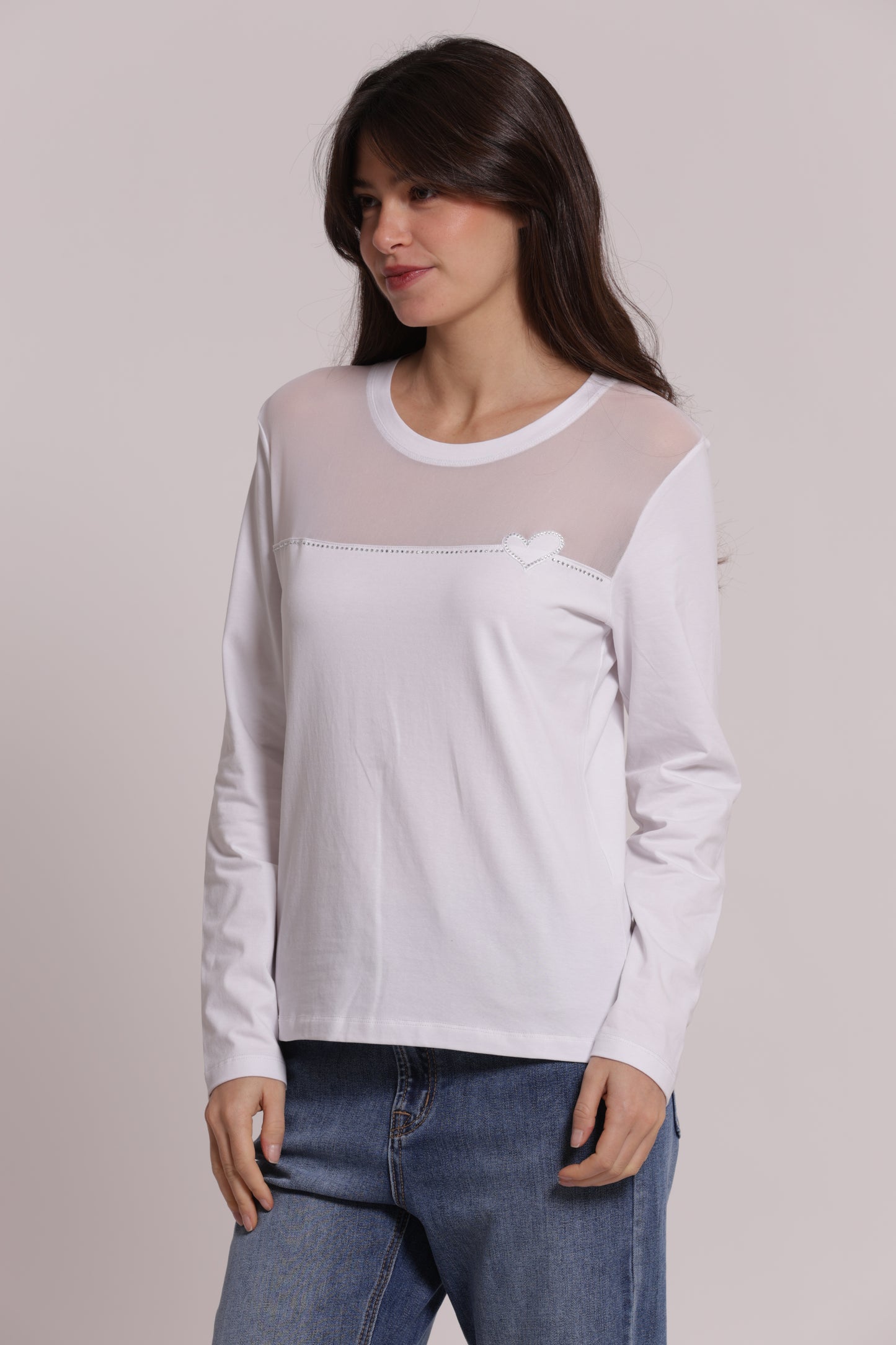 T-SHIRT MANICHE LUNGHE CON TRASPARENZA SU SPALLE