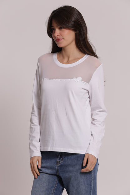 T-SHIRT MANICHE LUNGHE CON TRASPARENZA SU SPALLE
