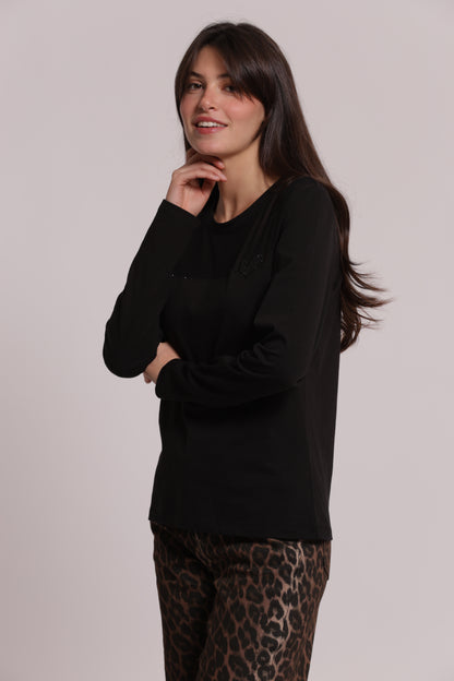 T-SHIRT MANICHE LUNGHE CON TRASPARENZA SU SPALLE