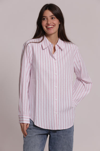 CAMICIA A RIGHE CON STRASS