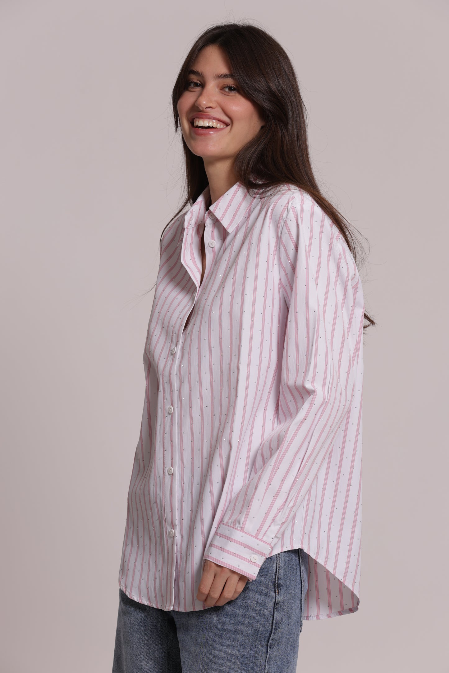 CAMICIA A RIGHE CON STRASS