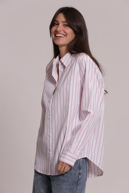 CAMICIA A RIGHE CON STRASS