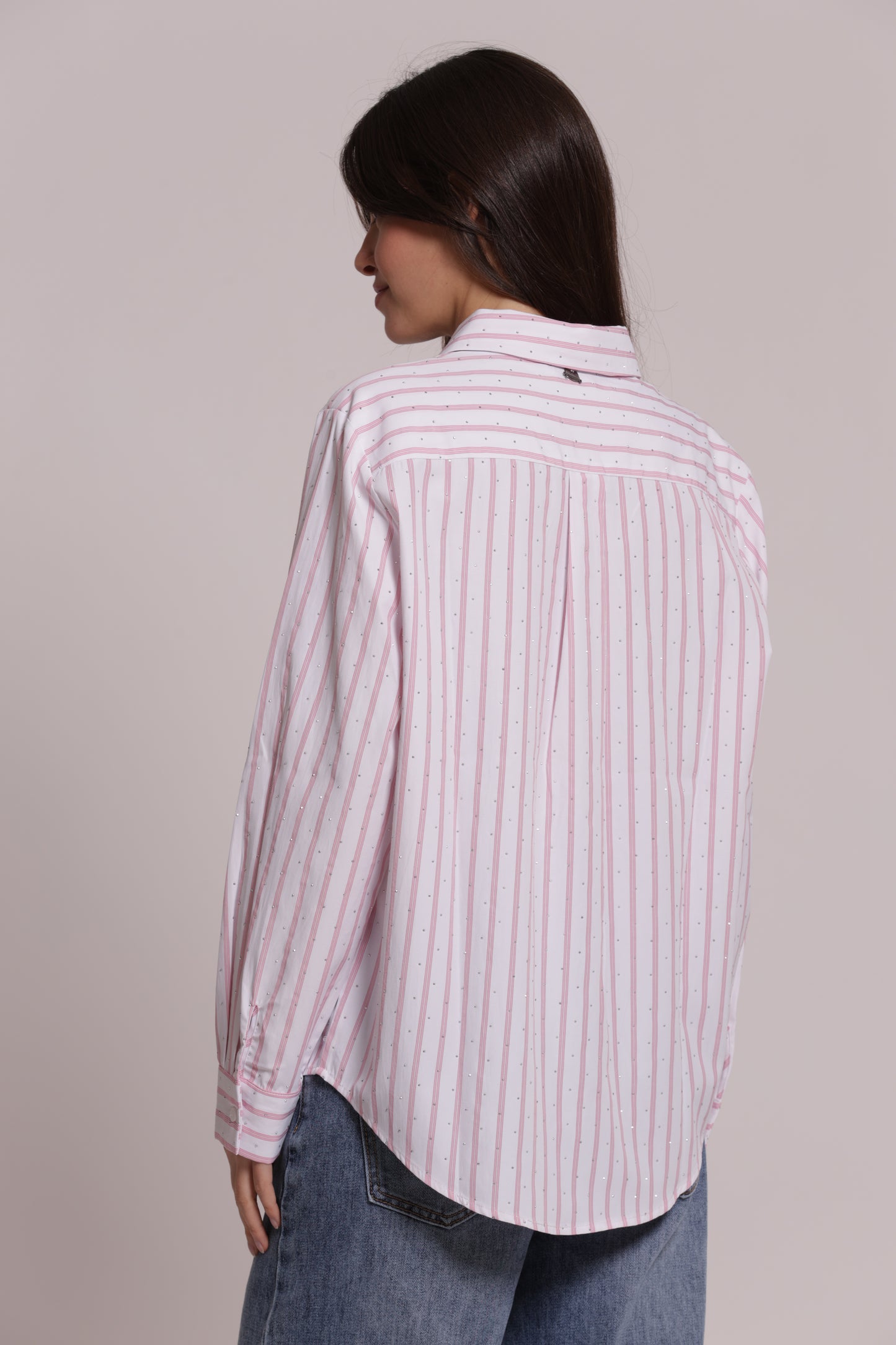 CAMICIA A RIGHE CON STRASS
