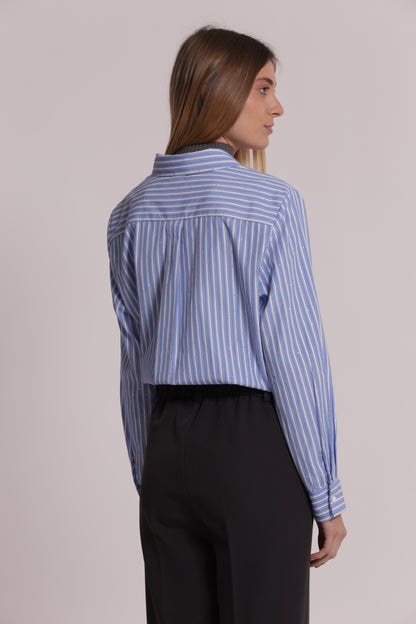 CAMICIA A RIGHE CON STRASS