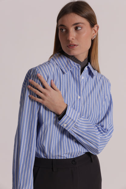 CAMICIA A RIGHE CON STRASS