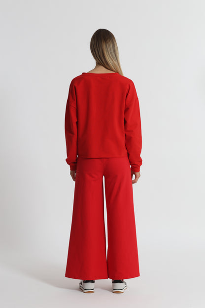 FELPA "BEVERLY HILLS" CON SCOLLO A V E DETTAGLI IN STRASS